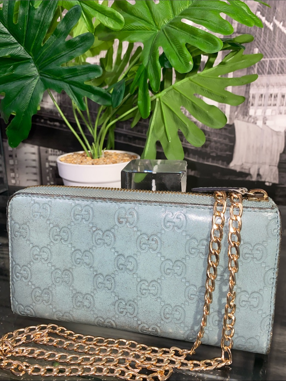 Authentic Gucci Rare Tiffany Blue Guccissima GG Monogram Leather Wallet - Picture 6 of 17